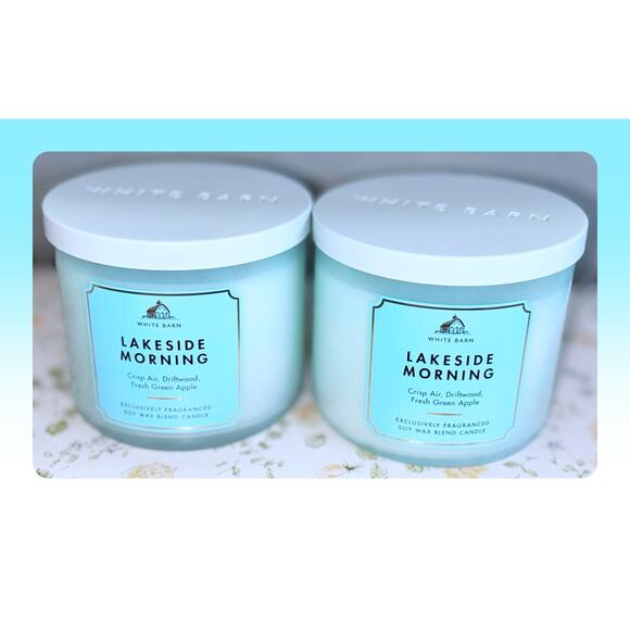 Lot of 2 Bath & Body Works Lakeside Morning Scented Large 3-Wick Candle 14.5oz - Picture 2 of 6